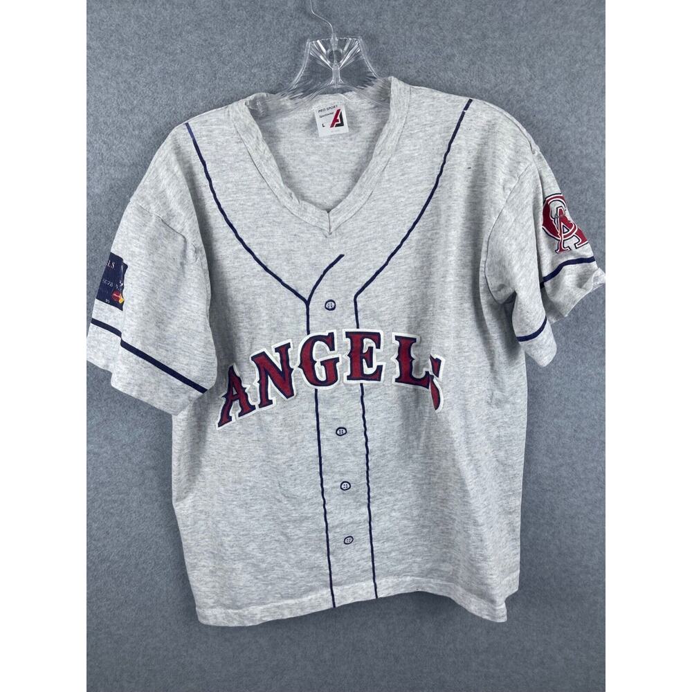 Pro Sports California Angels Jersey Shirt Men's L Gray Made in USA Single Stitch